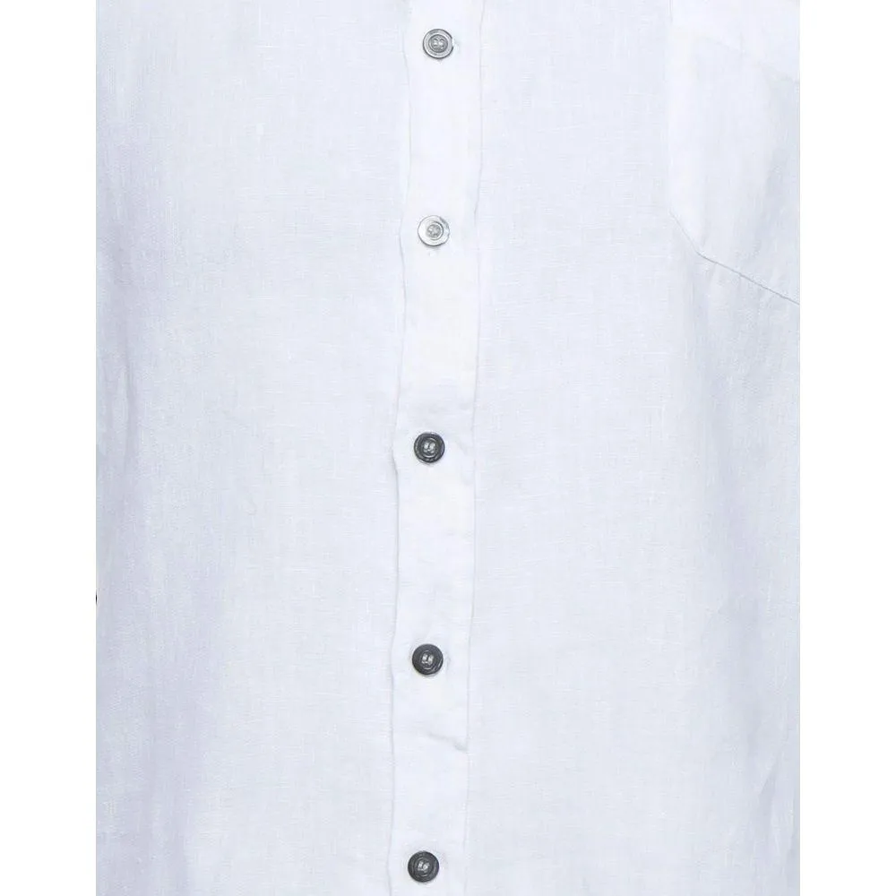 Alpha Studio Elegant White Linen Shirt for Men