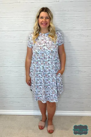 Angie Floral Dress with Pockets - Blue