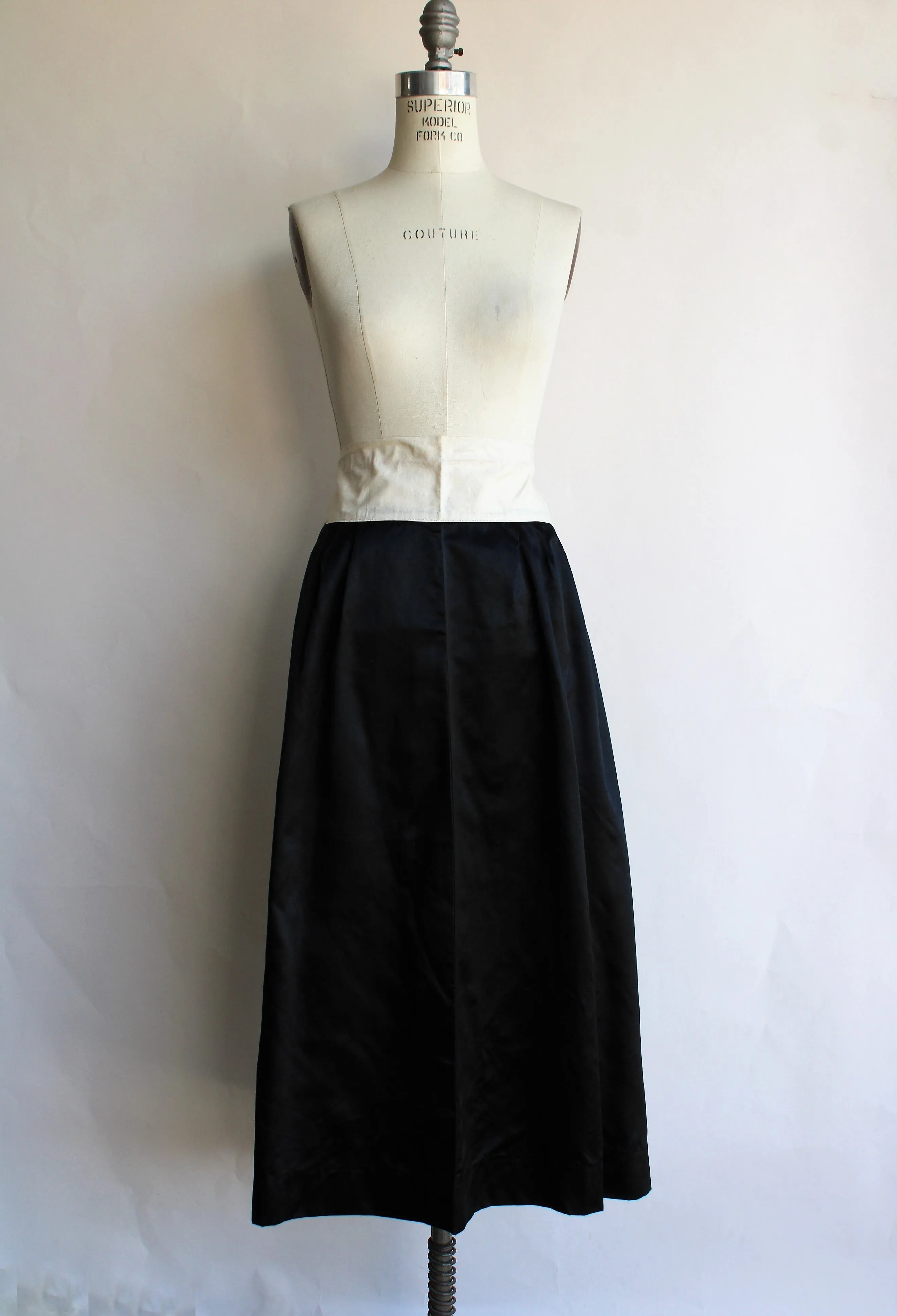 Antique 1910s Black Silk Satin Skirt