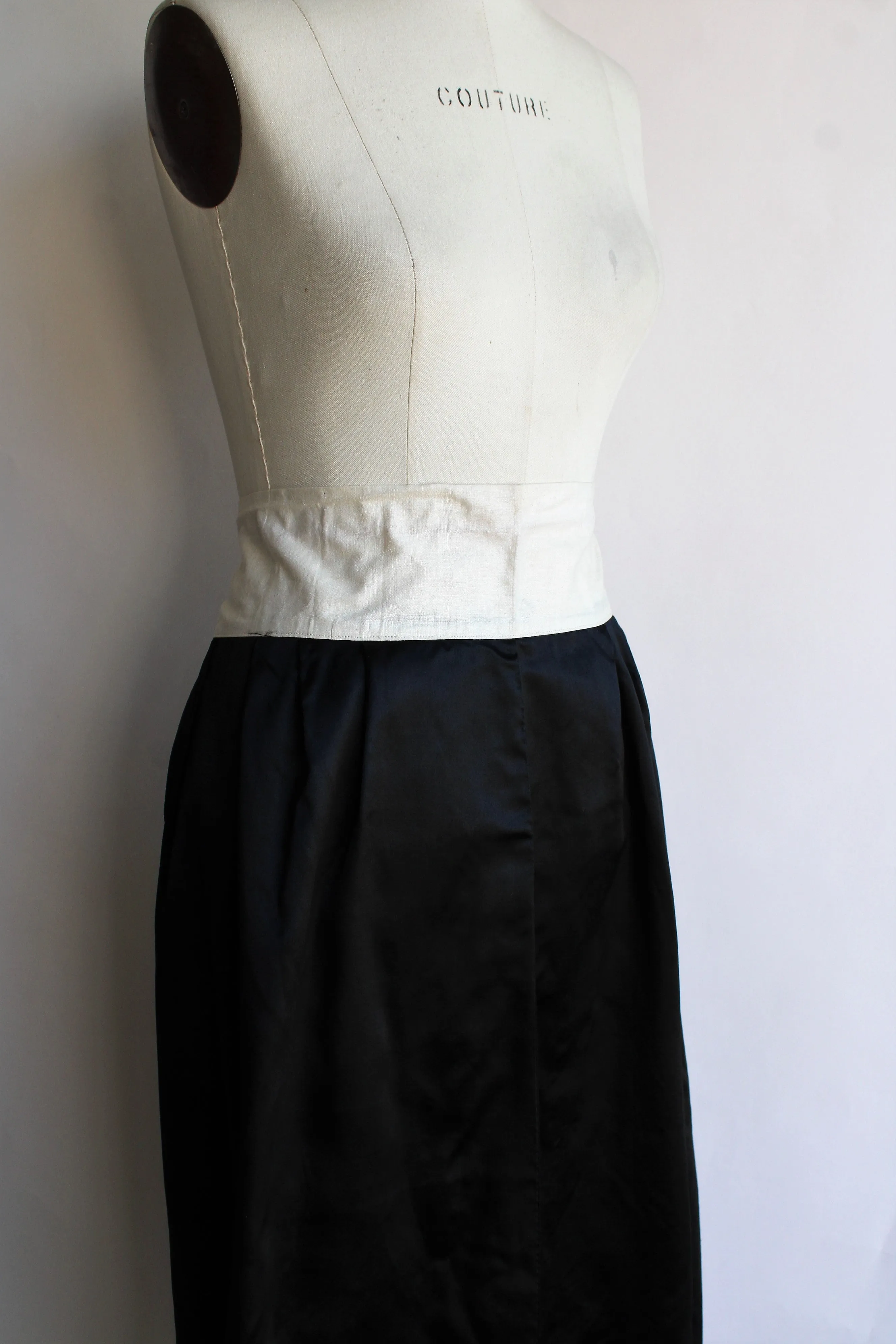 Antique 1910s Black Silk Satin Skirt