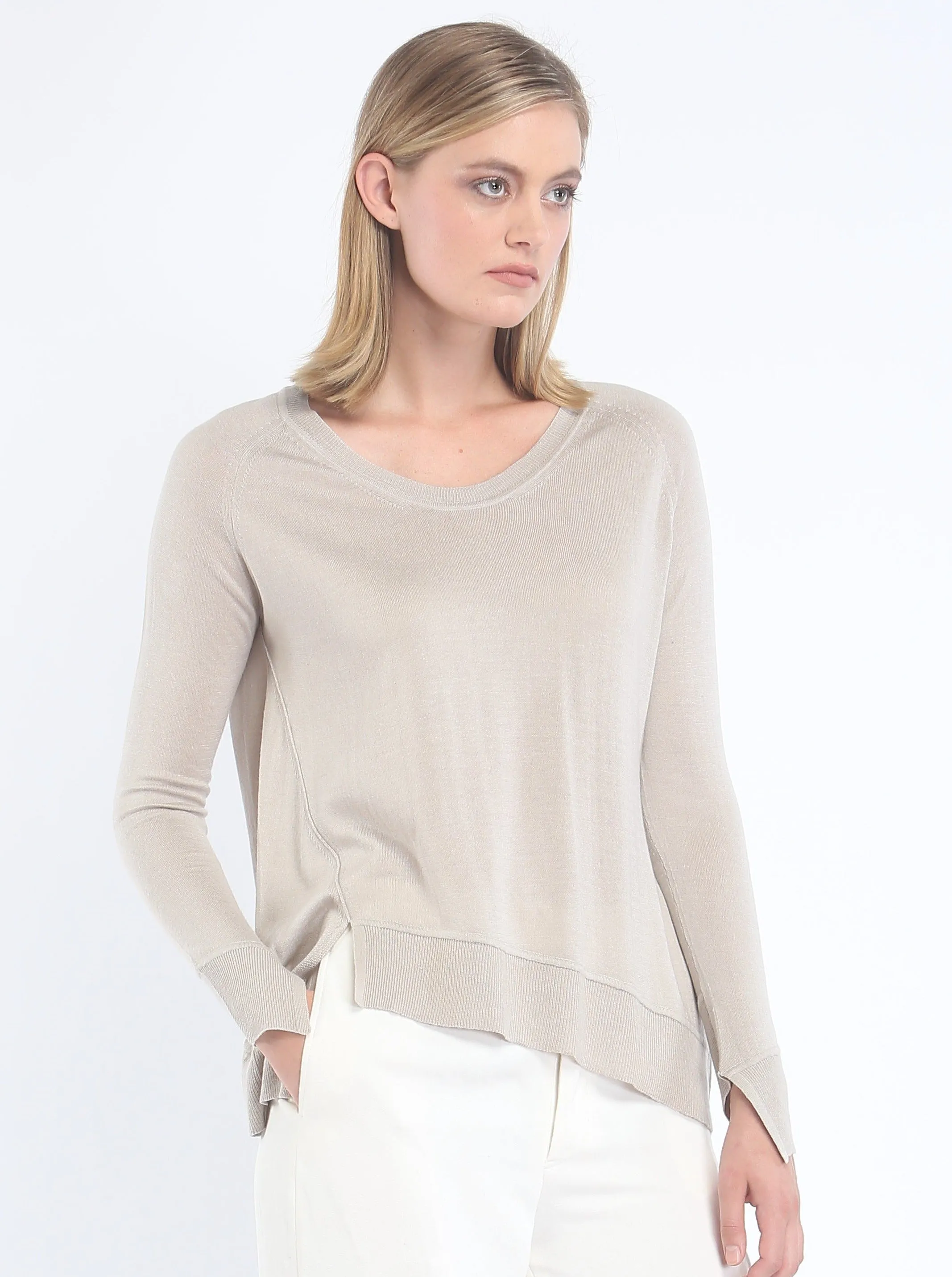 Asymmetrical Hem Crewneck