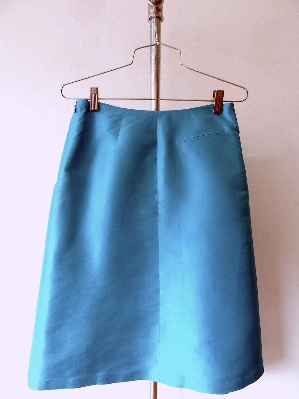 Audrey Skirt Thai Silk Taffeta Turquoise