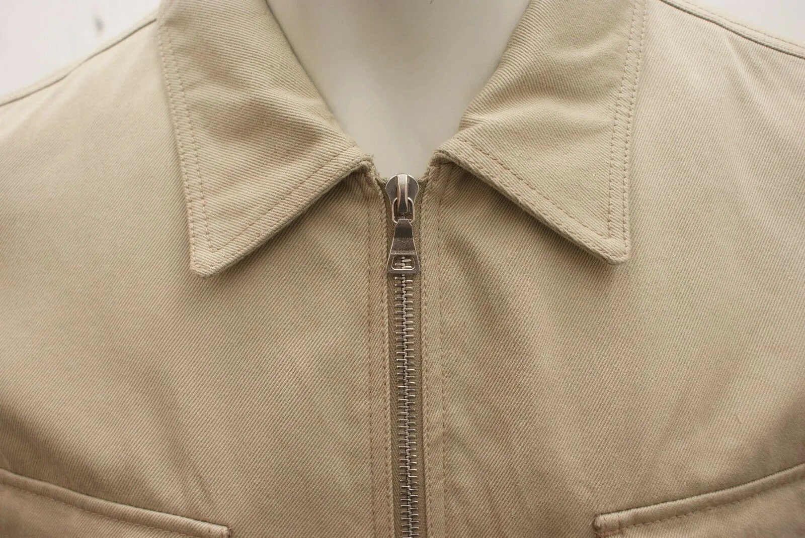 Beige Cotton Silk Twill Denim Style Jacket