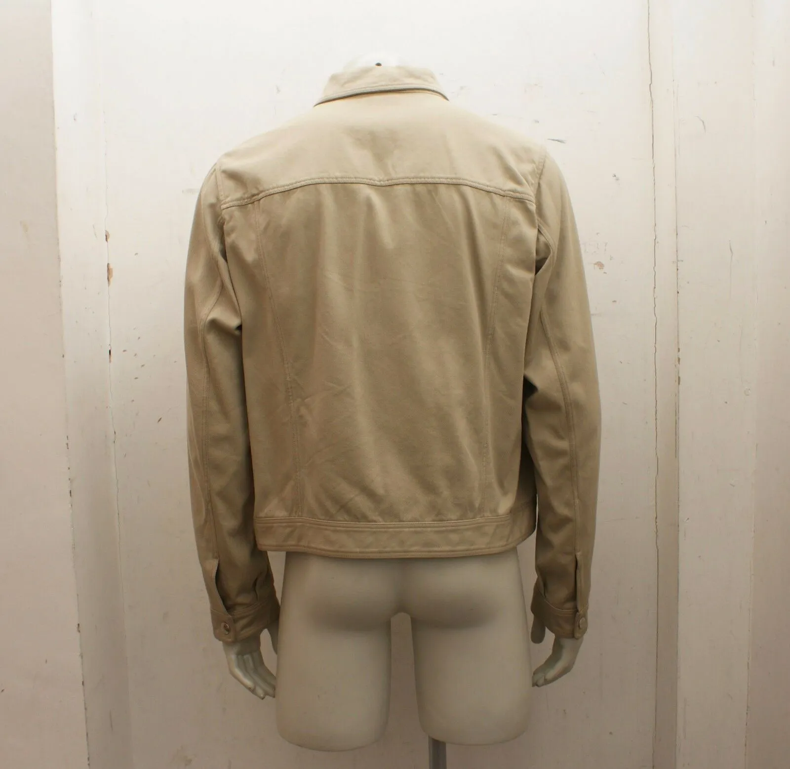 Beige Cotton Silk Twill Denim Style Jacket