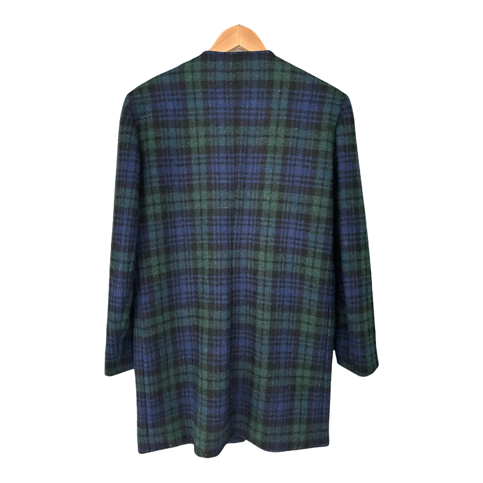 Betty Davies Harris Tweed Coat Green and Beue Tartan UK Size 14