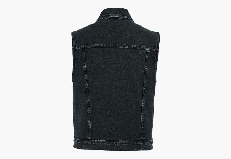 BGA Jaguar Denim Motorcycle Vest Black