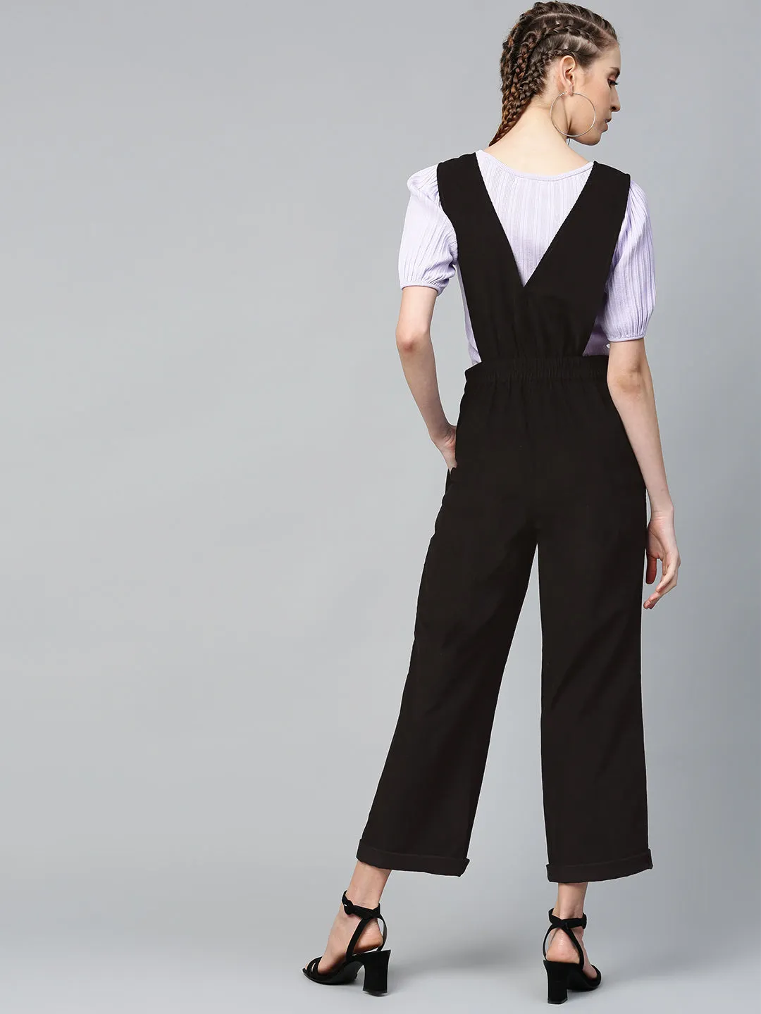 Black Corduroy Buttoned Dungaree