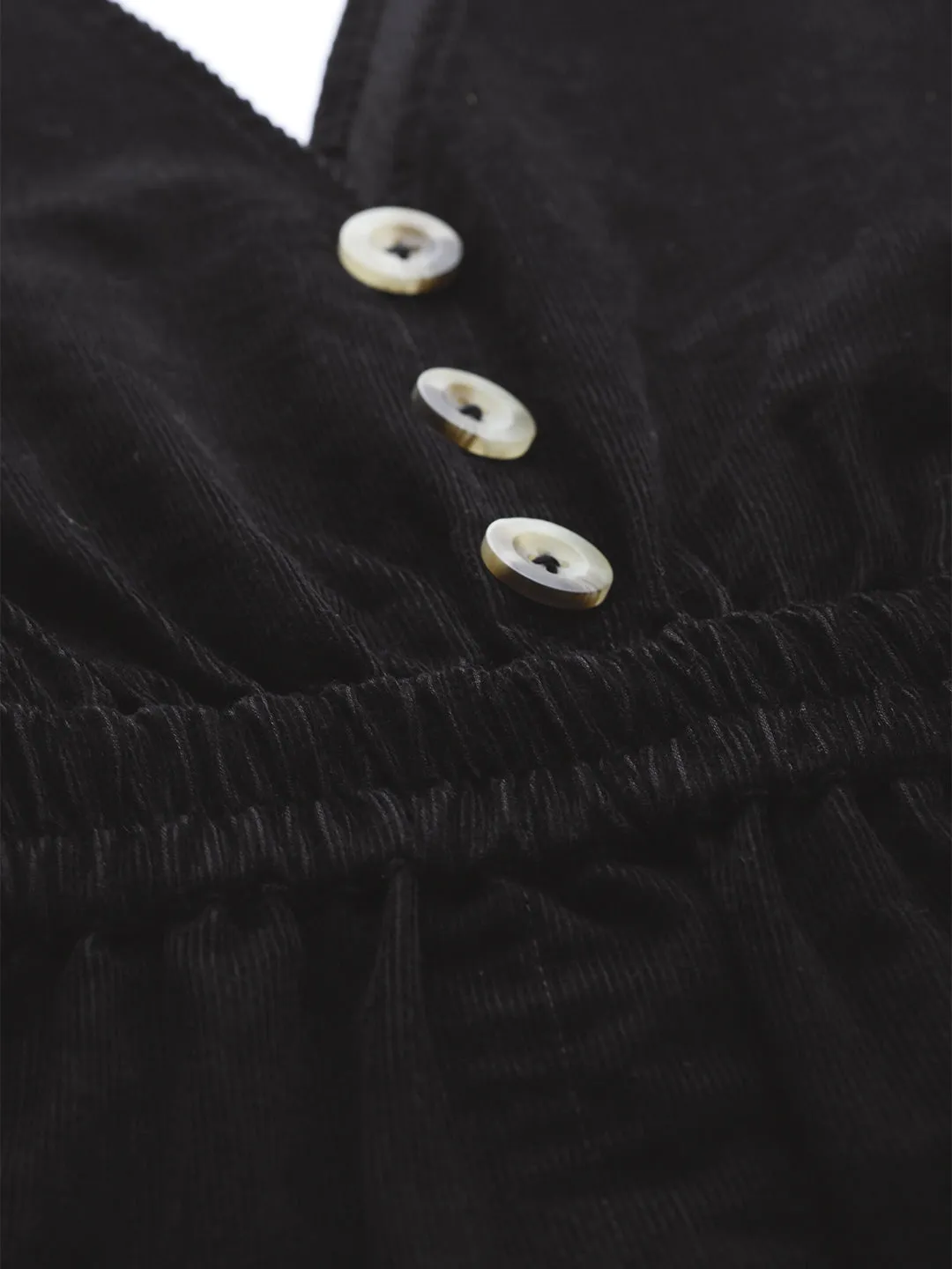 Black Corduroy Buttoned Dungaree