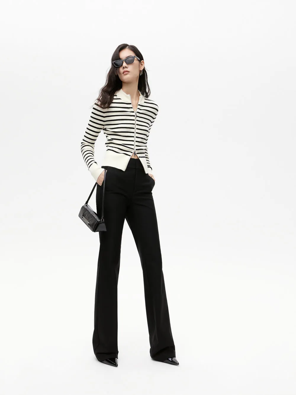 Black Flared Suit Pants