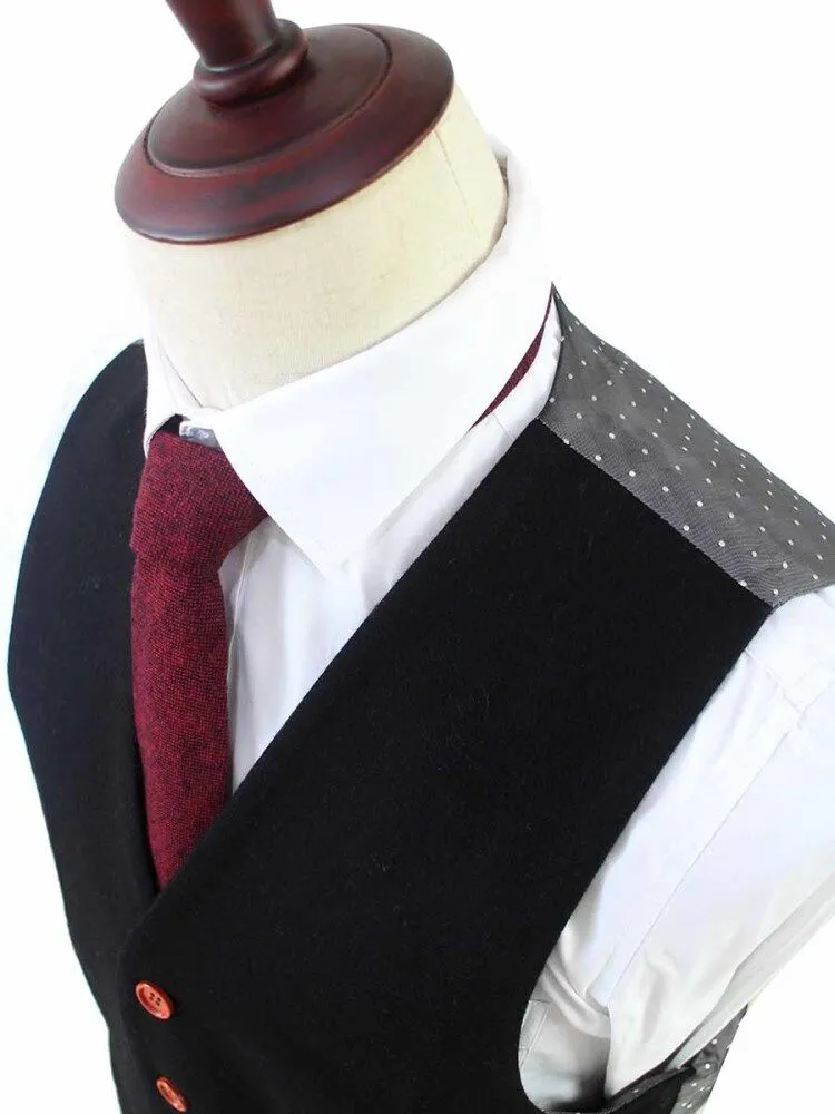 BLACK TWILL TWEED WAISTCOAT