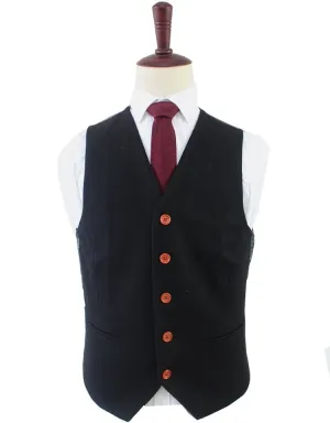 BLACK TWILL TWEED WAISTCOAT