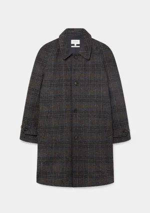 Blue Check Harris Tweed Wool Raglan Overcoat