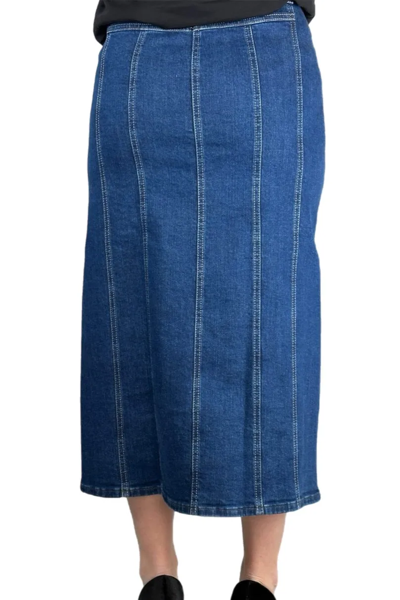 Blue Denim Mid Length Skirt 219-59H