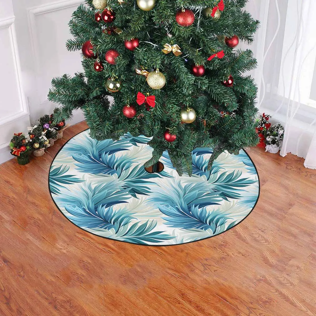 Blue Palms  Christmas Tree Skirt