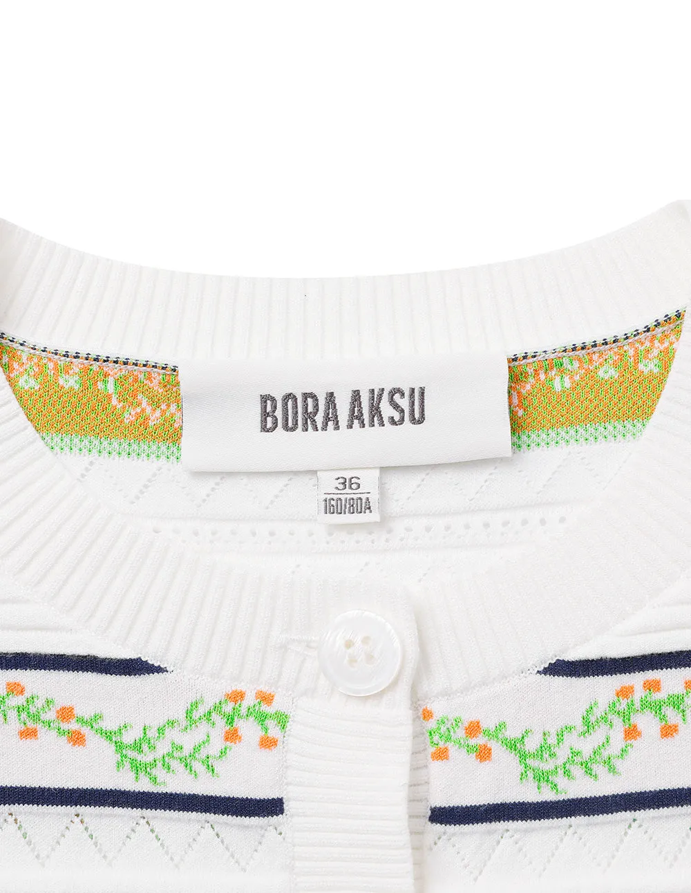 BORA AKSU Jacquard Crew Neck Knitted Cardigan