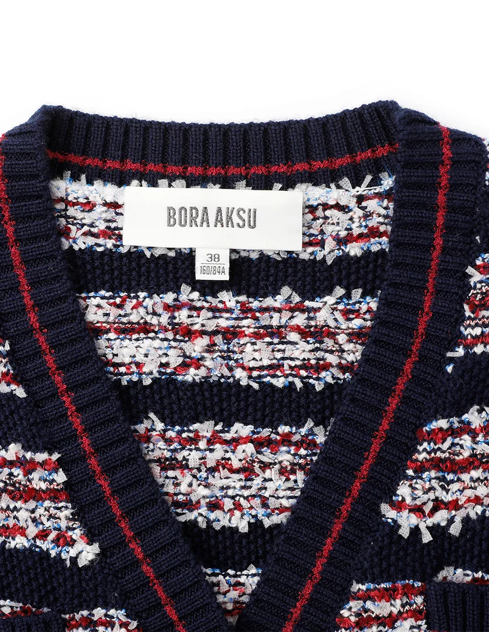 BORA AKSU Red And Blue Striped Knitted Cardigan