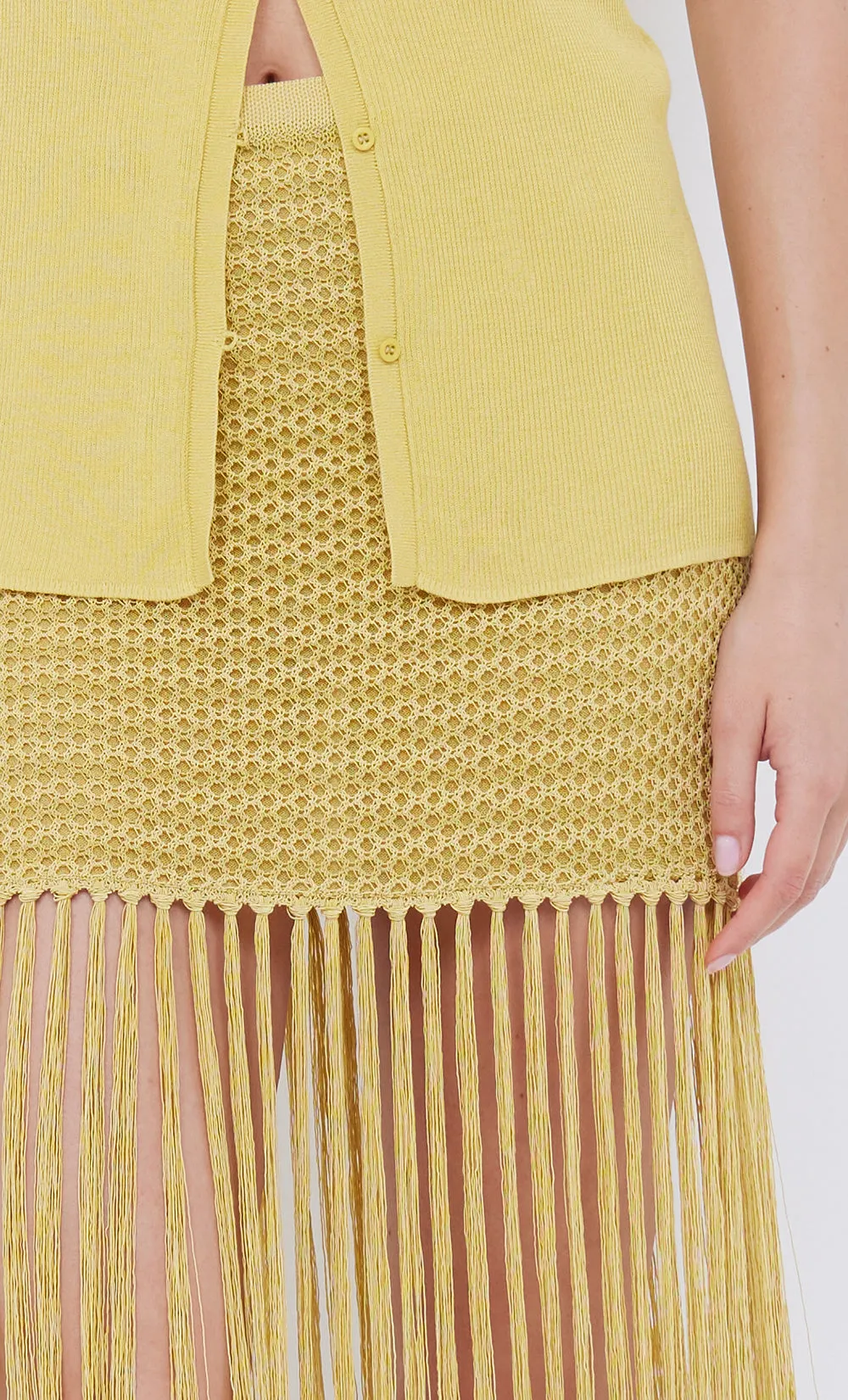 CALISTA FRINGE MINI SKIRT - CITRUS