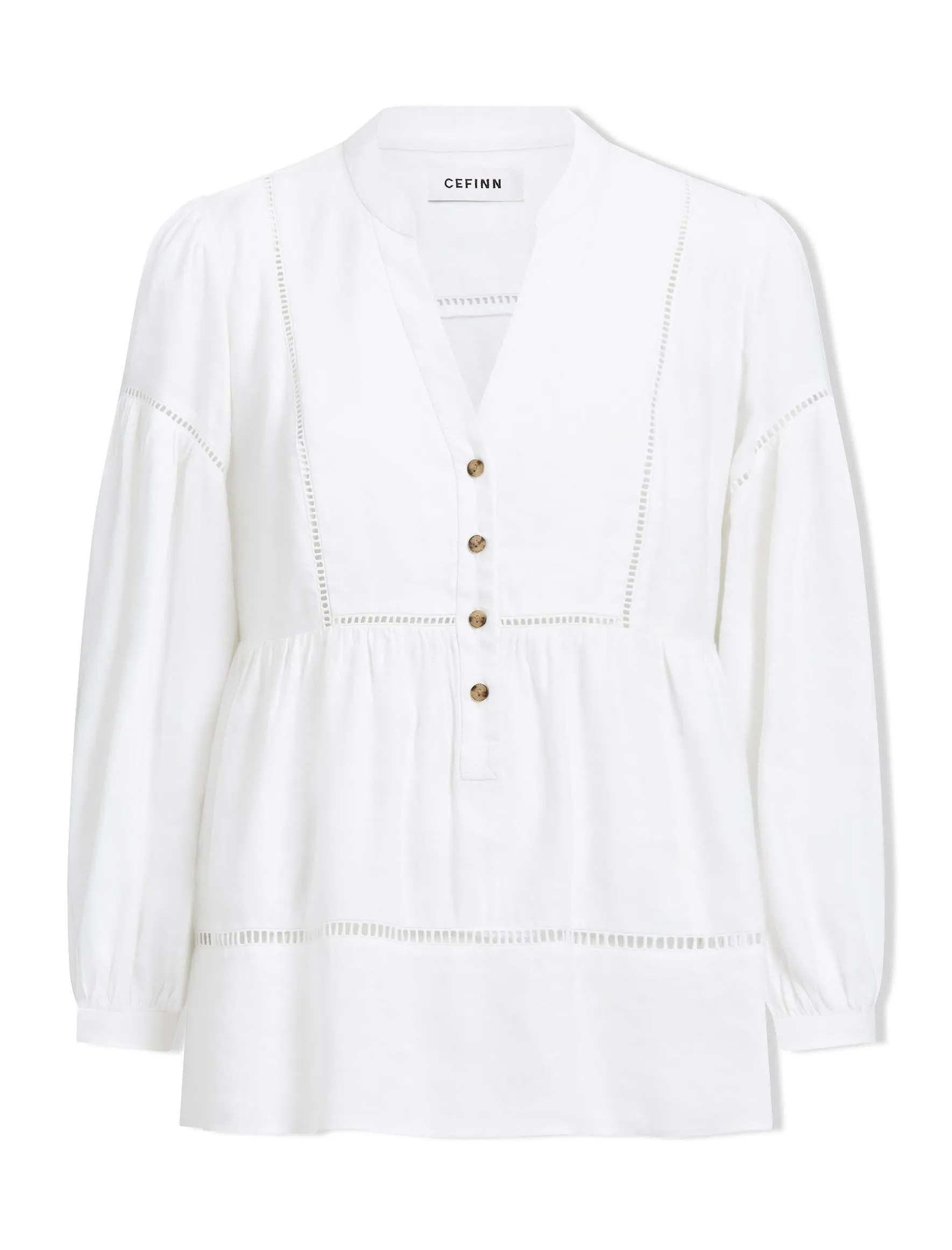 Callie Linen Blend Shirt - White