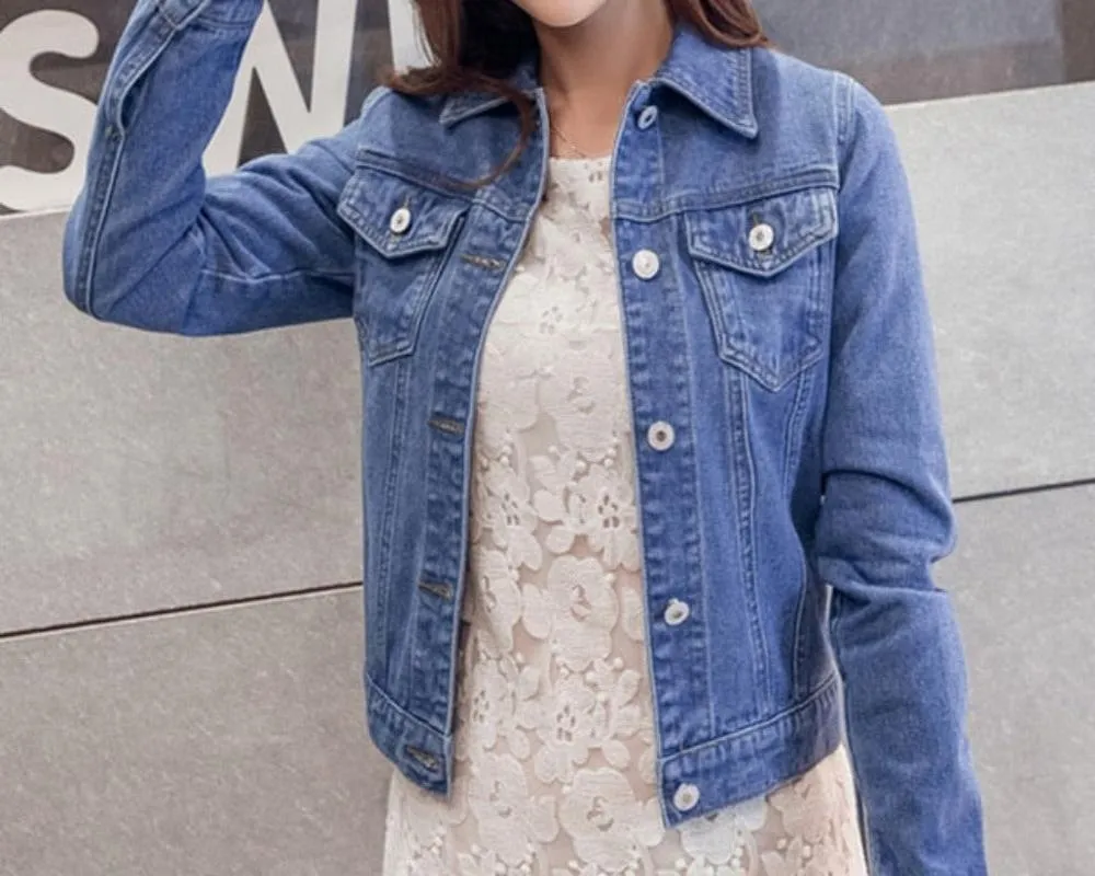 Candy Color Short Denim Jacket