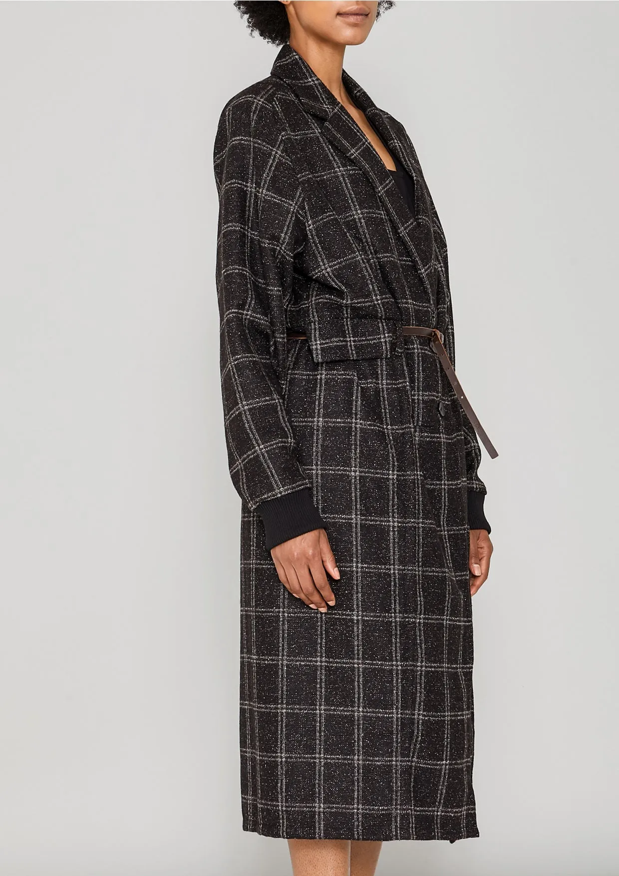 COAT LONG - TWEED black/white