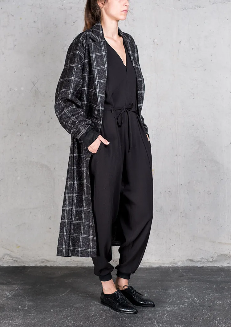 COAT LONG - TWEED black/white