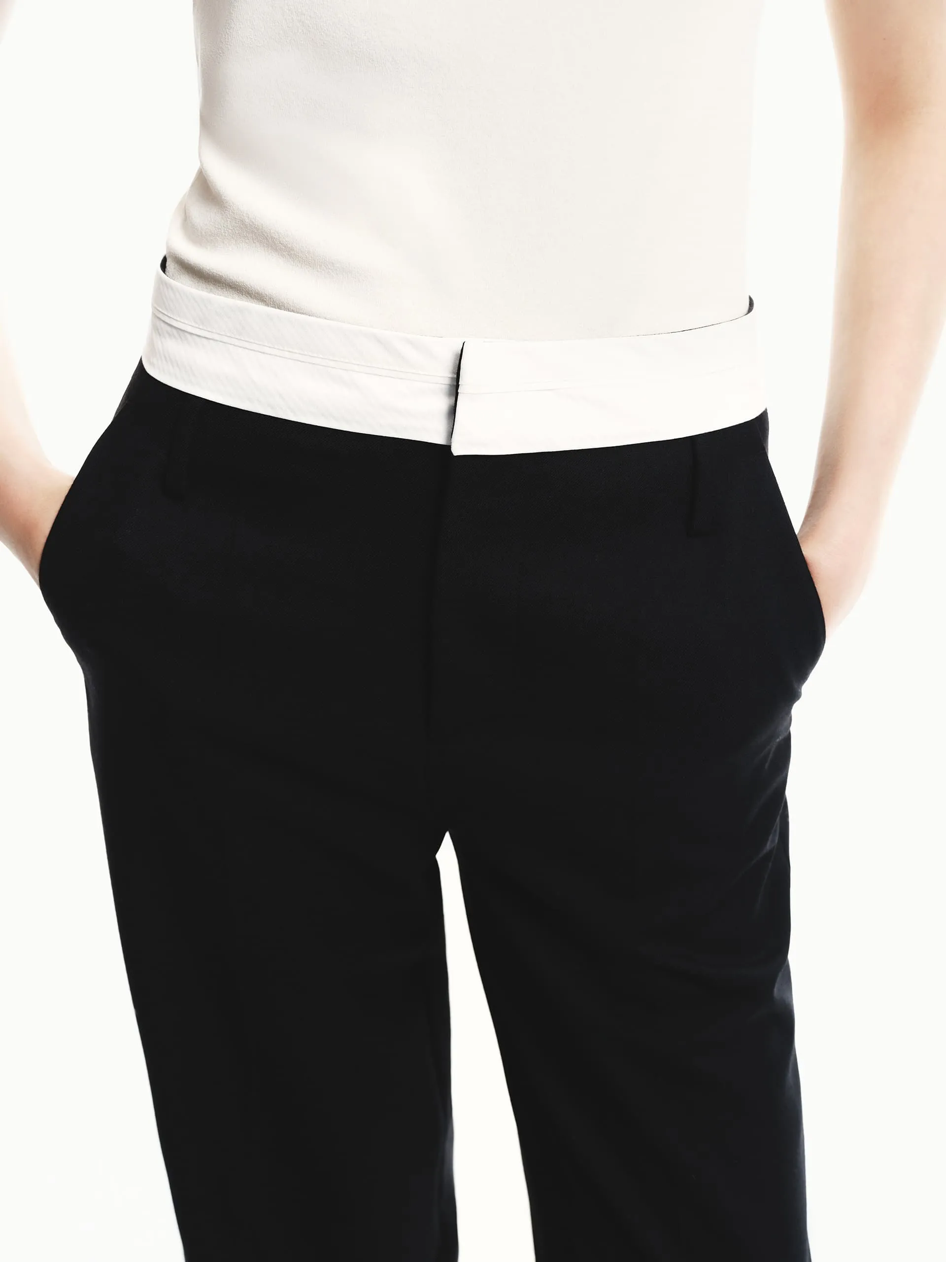 Contrast Detail Tailored Pants