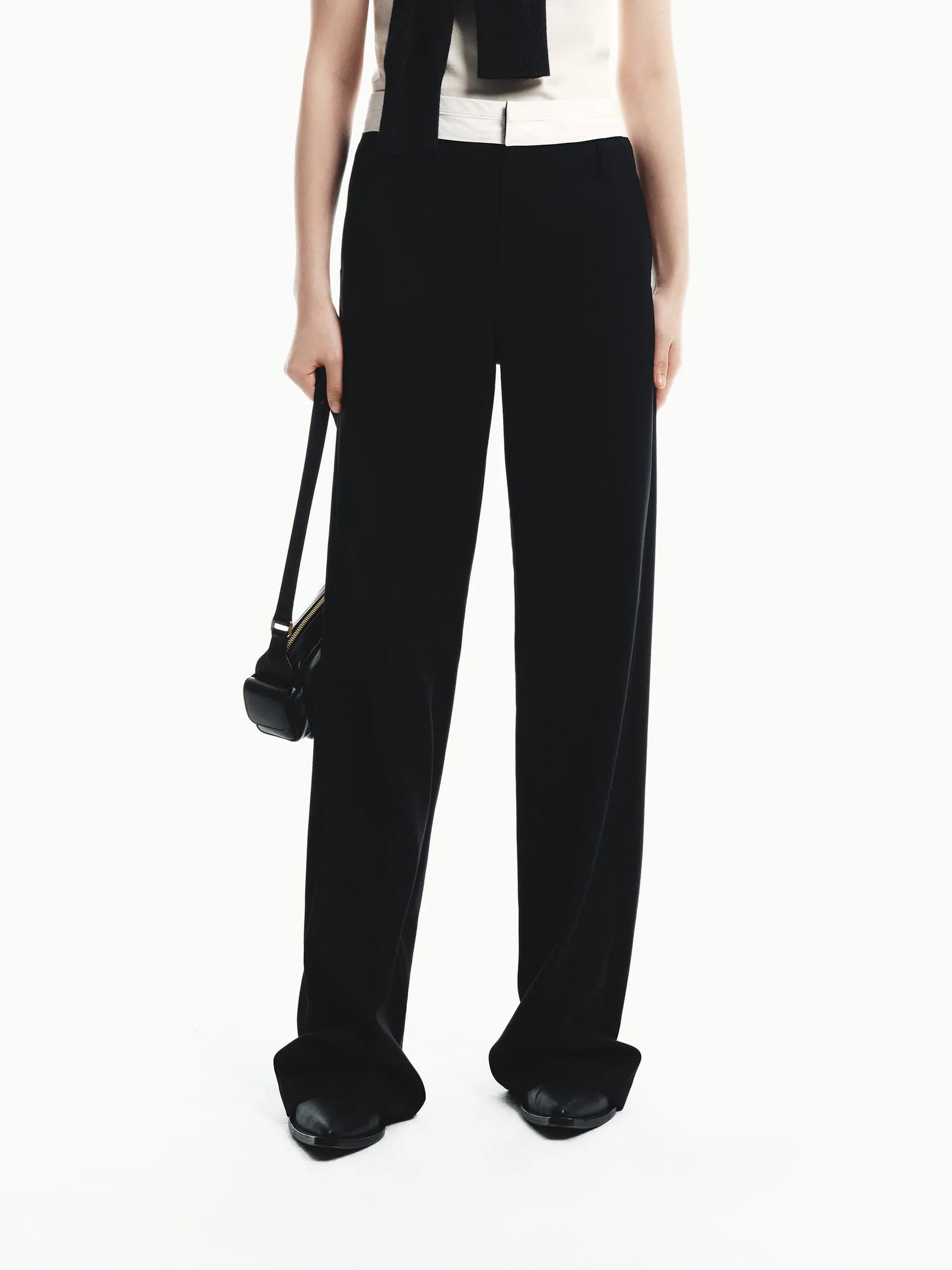 Contrast Detail Tailored Pants