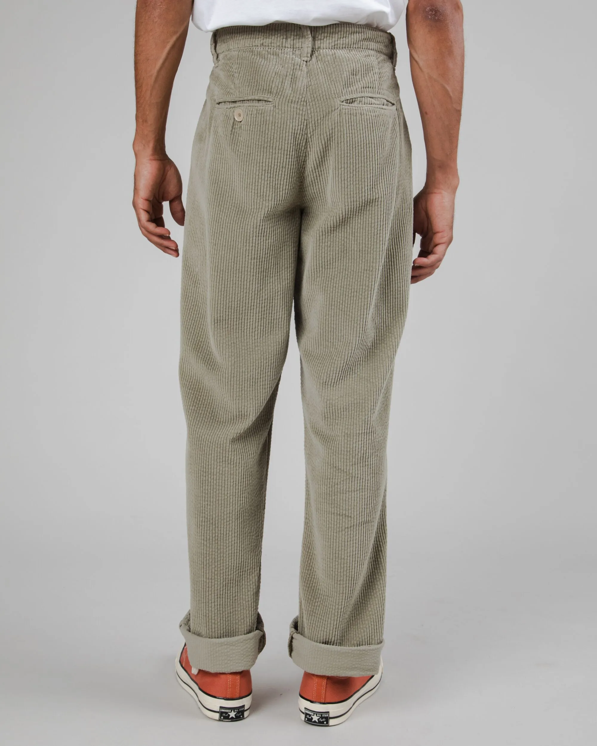 Corduroy Pleated Pants Pale Green