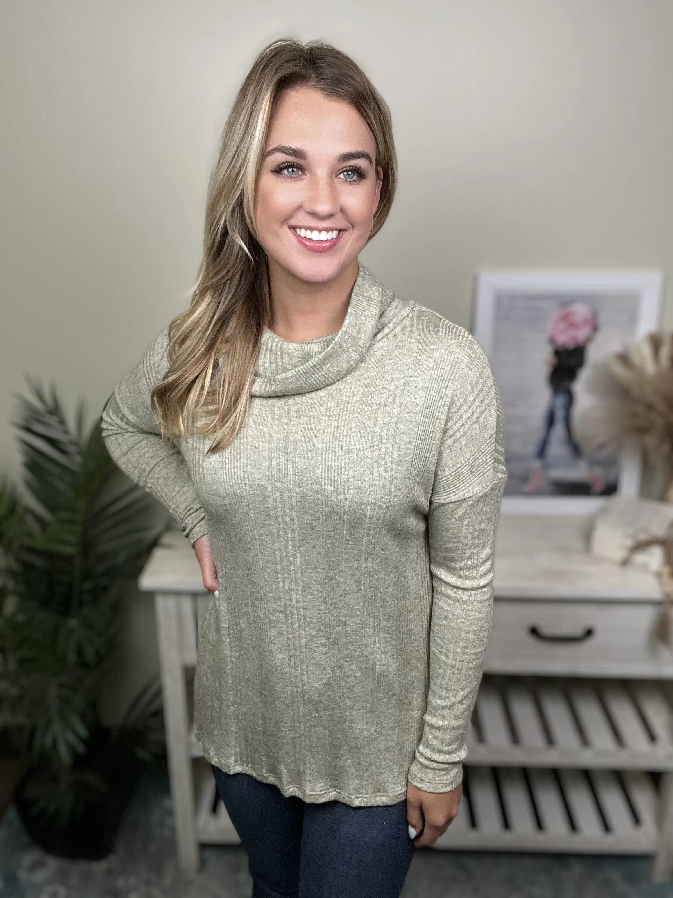 Cozy Cowl Neck Long Sleeve Top