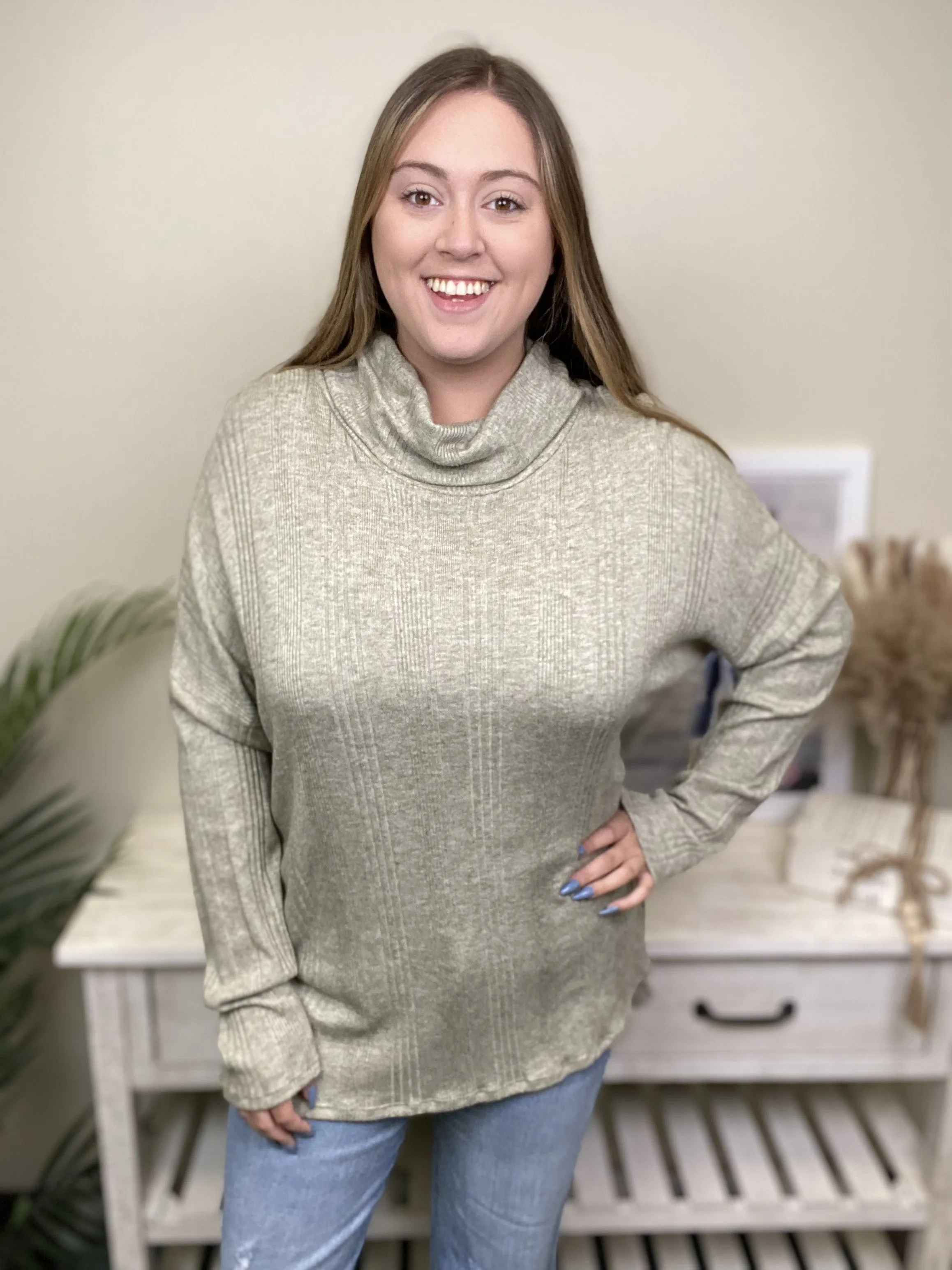 Cozy Cowl Neck Long Sleeve Top