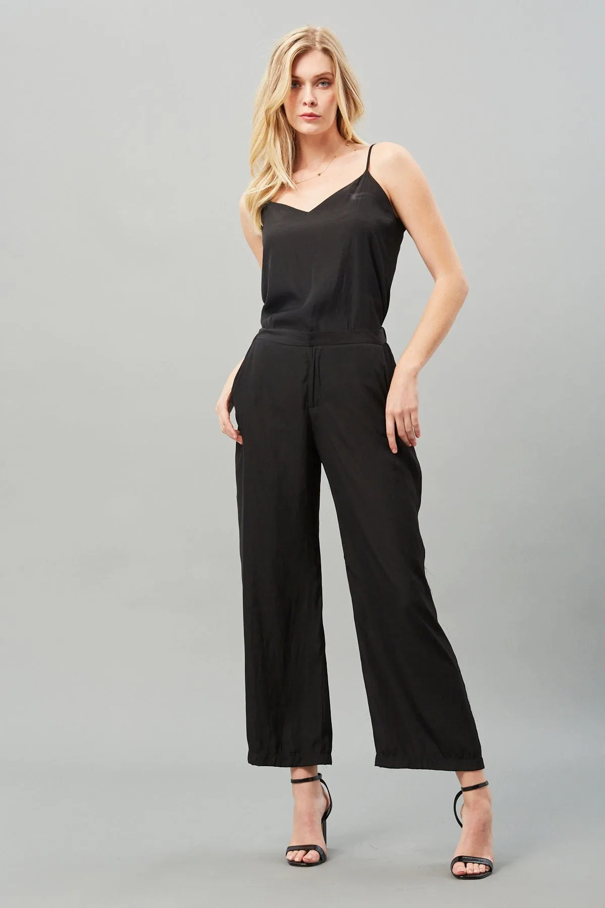 D-Satin Straight Pant