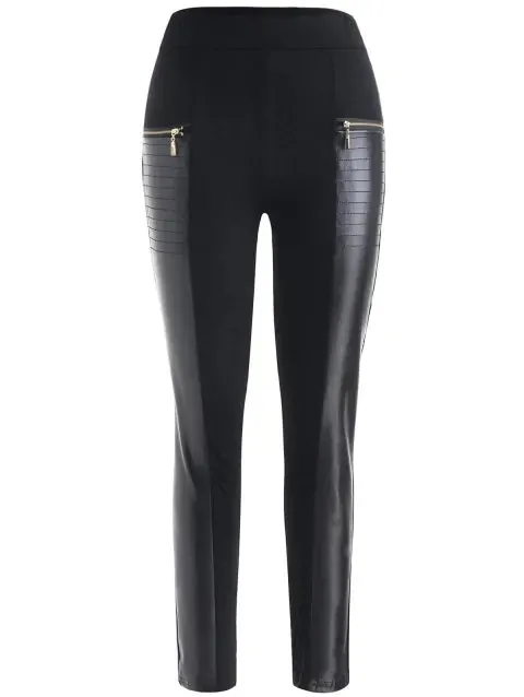 Delicate Leather Panel Skinny Pants