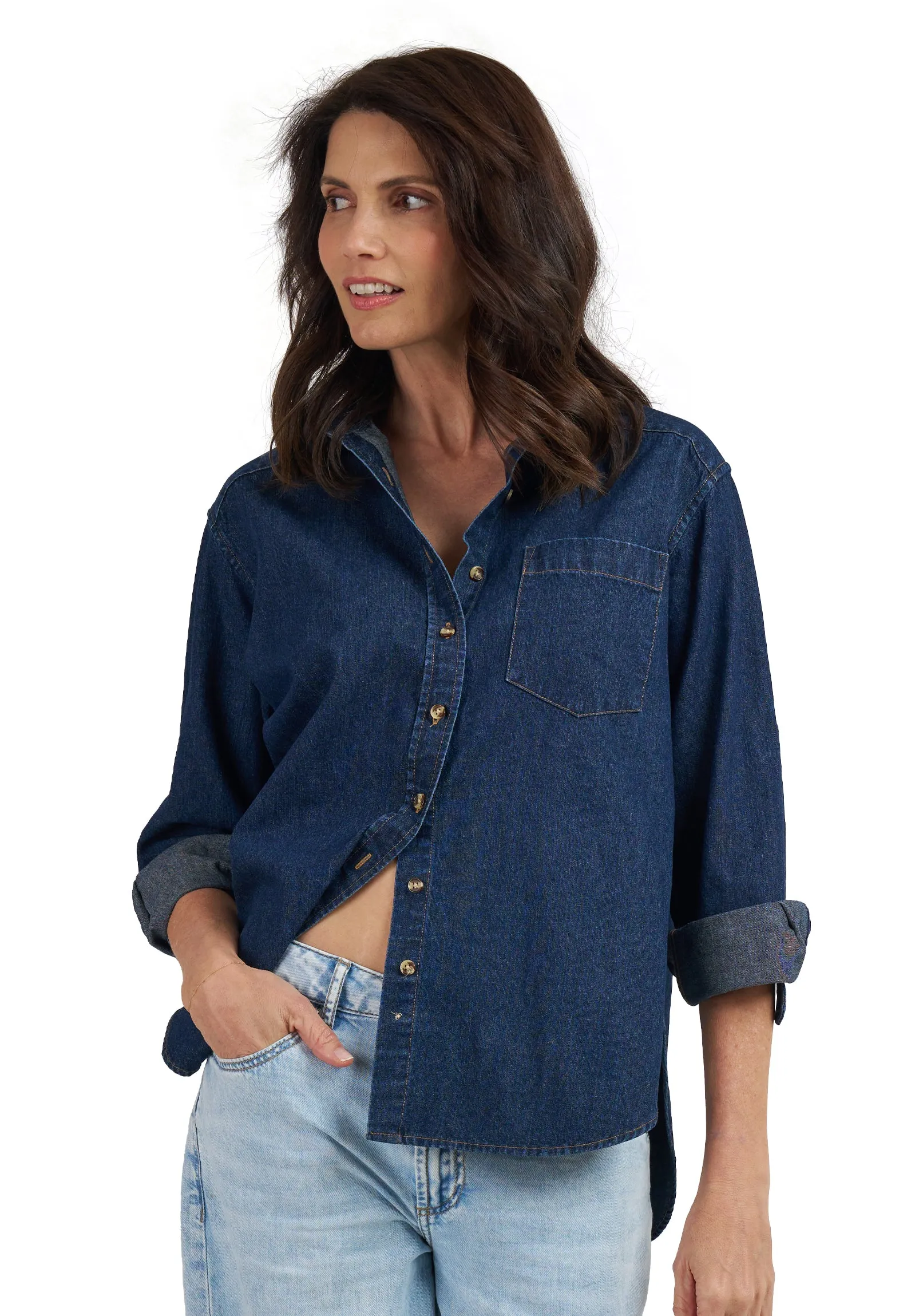 Denime Dark Blue Linen Shirt