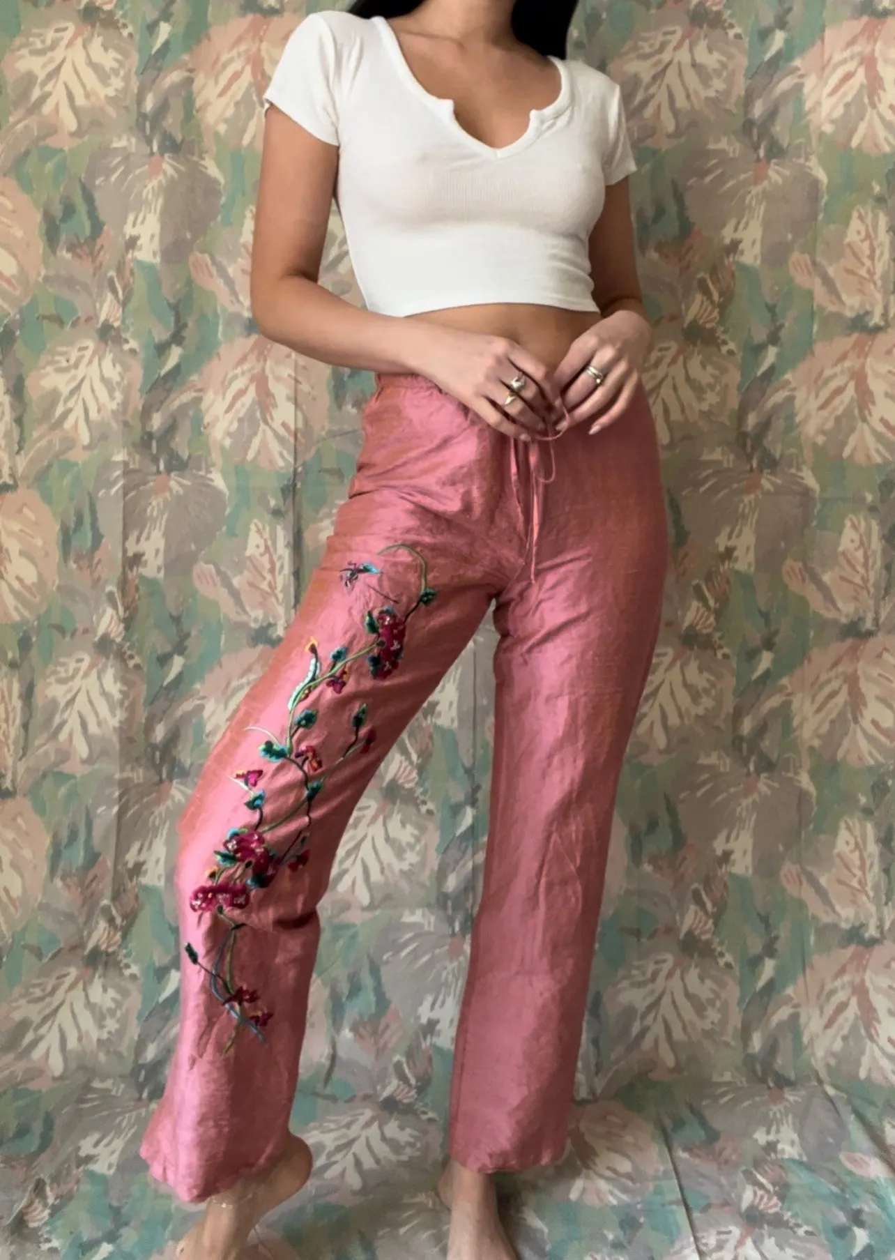 Embroidered Pink Pants