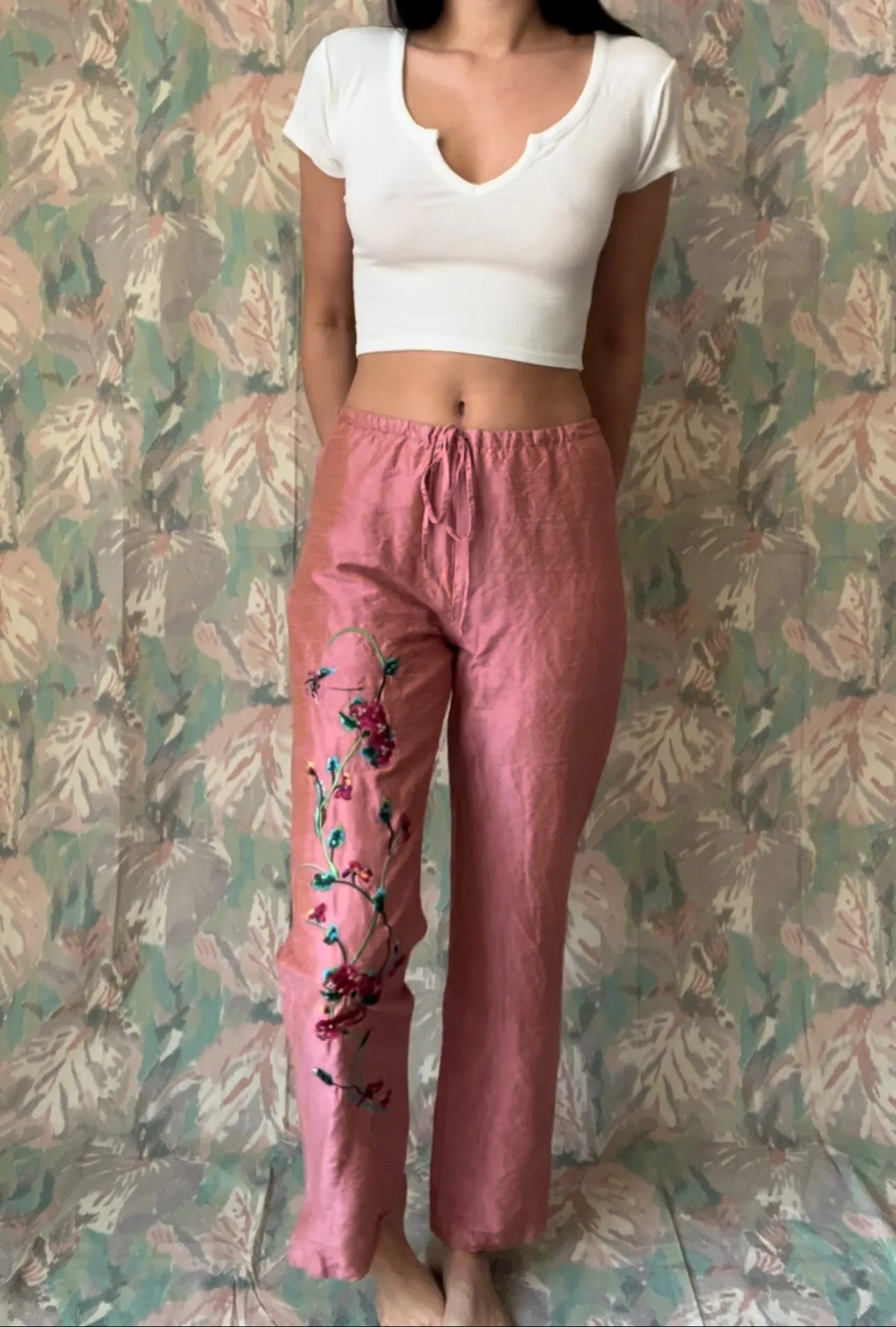 Embroidered Pink Pants