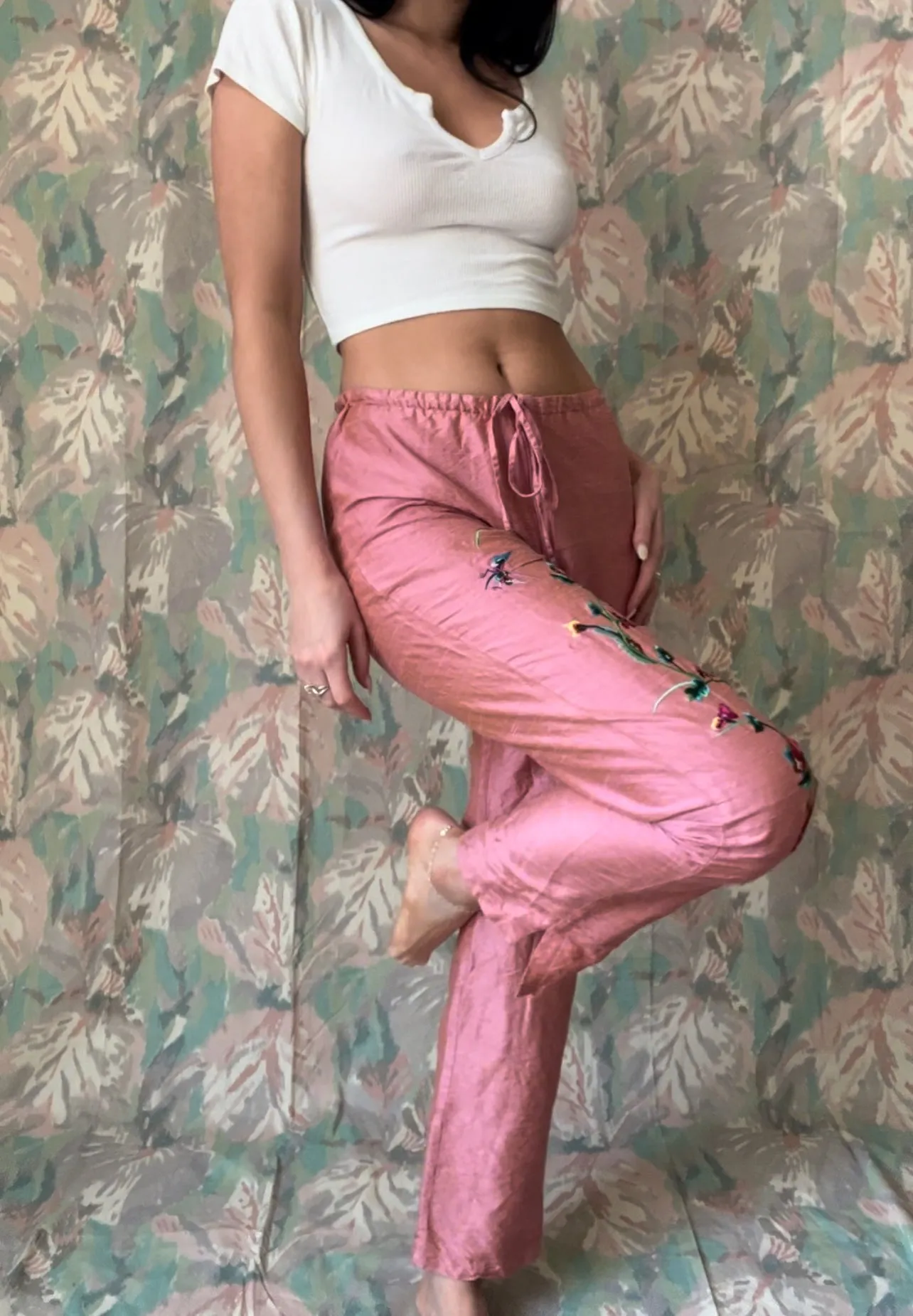 Embroidered Pink Pants