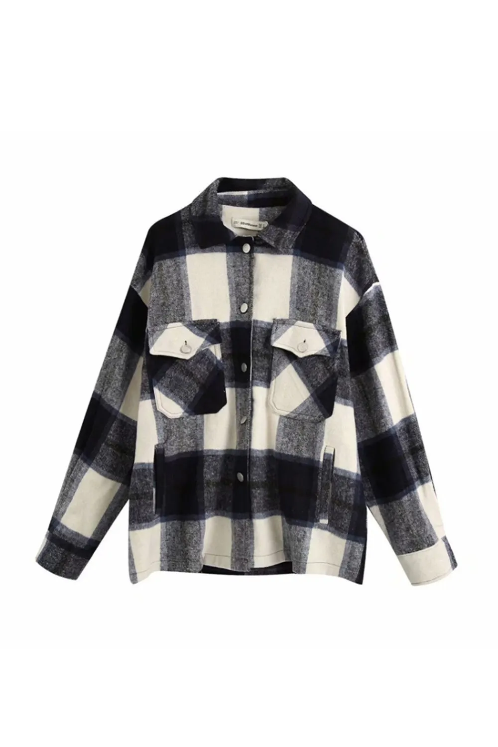 Flannel Loose Tweed Plaid Shirt Coat