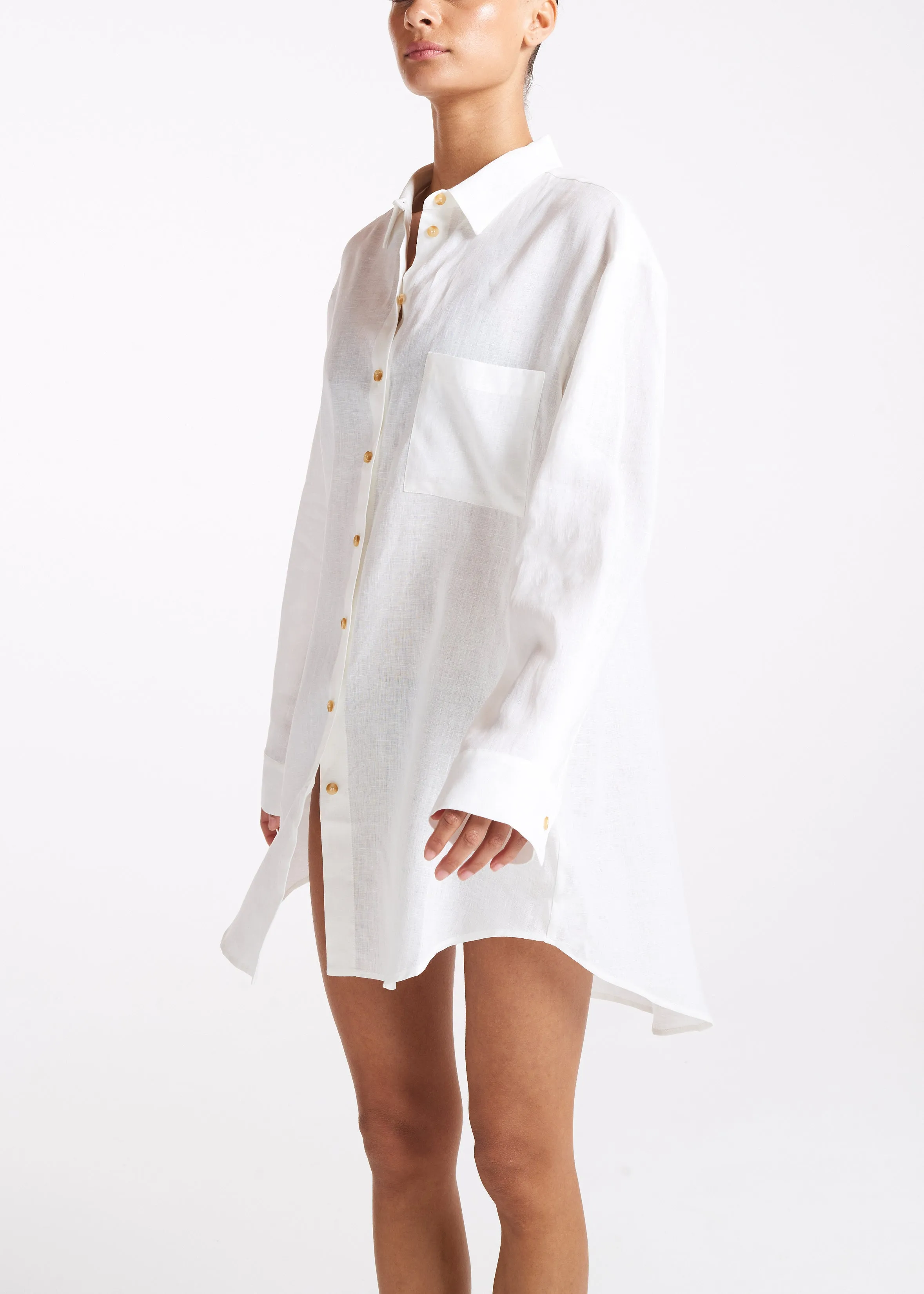 Formentera Oversized Shirt White Organic Linen