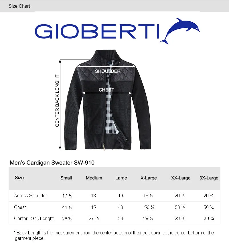 Gioberti Men's Marled Charcoal Knitted Regular Fit Full Zip Cardigan Sweater with Soft Brushed Flannel Lining