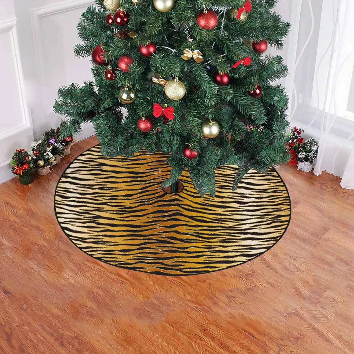 Glitter Gold Animal Print  Christmas Tree Skirt