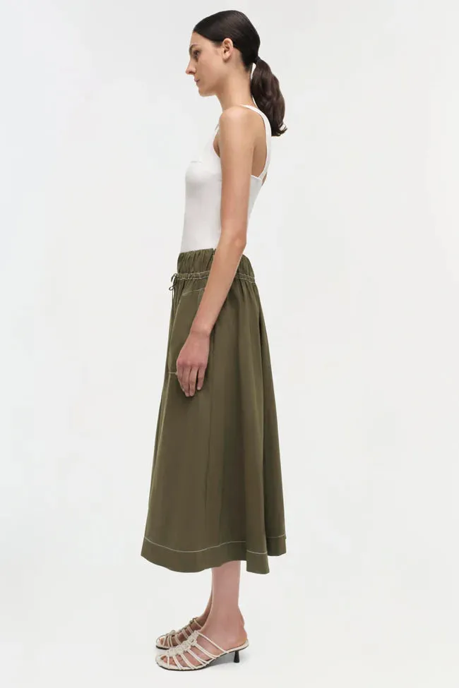 Jonathan Simkhai Tona Midi Skirt Army Green