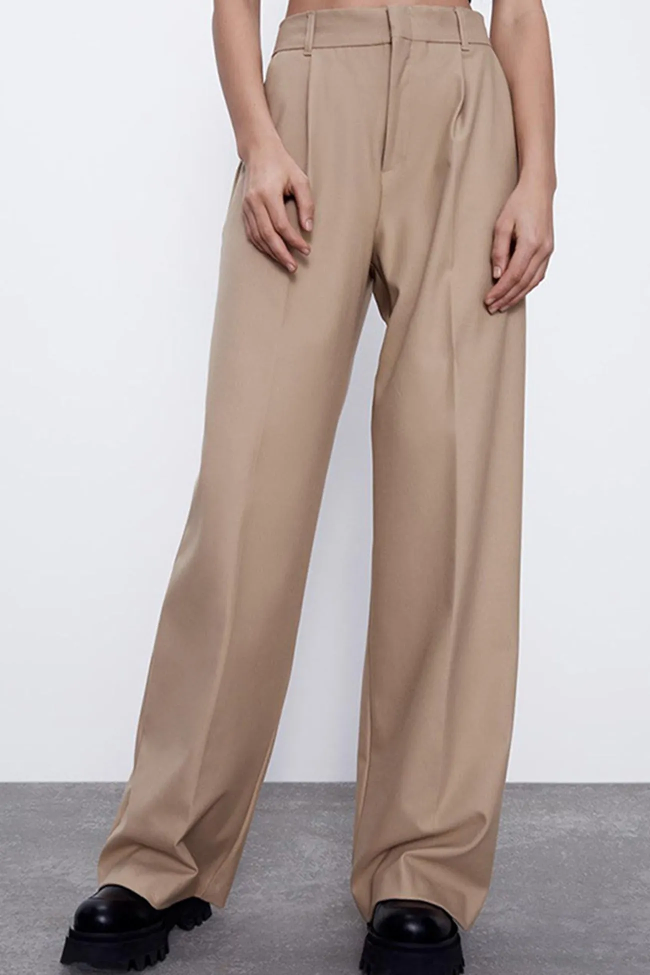 Khaki Loose Straight Suit Long Pants