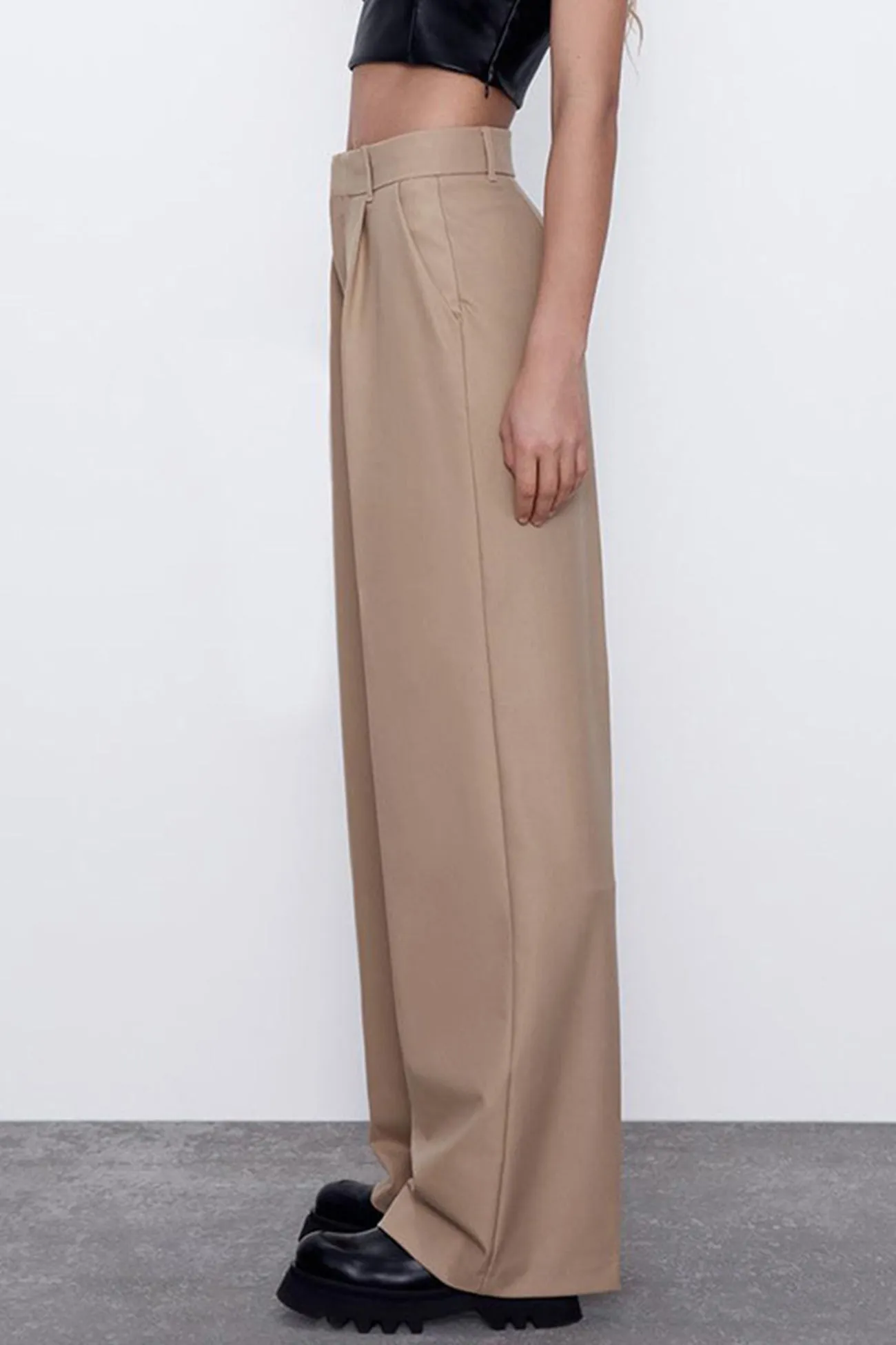 Khaki Loose Straight Suit Long Pants