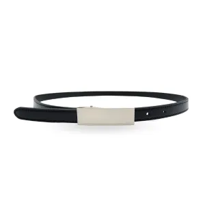 KIMBERLY - Women's Black Matte Genuine Leather Belt with Silver Buckle