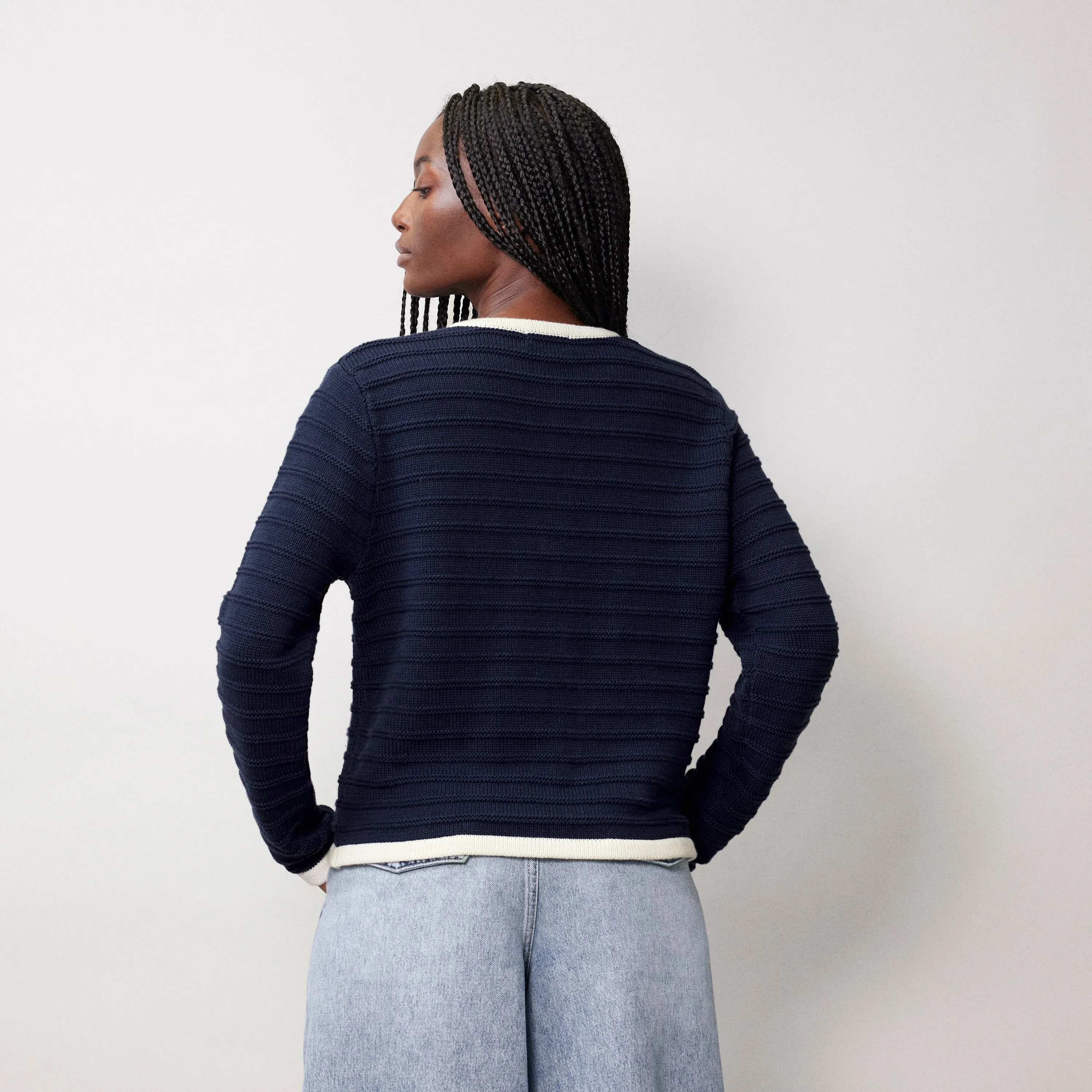 Knitted Contrast Trim Jacket