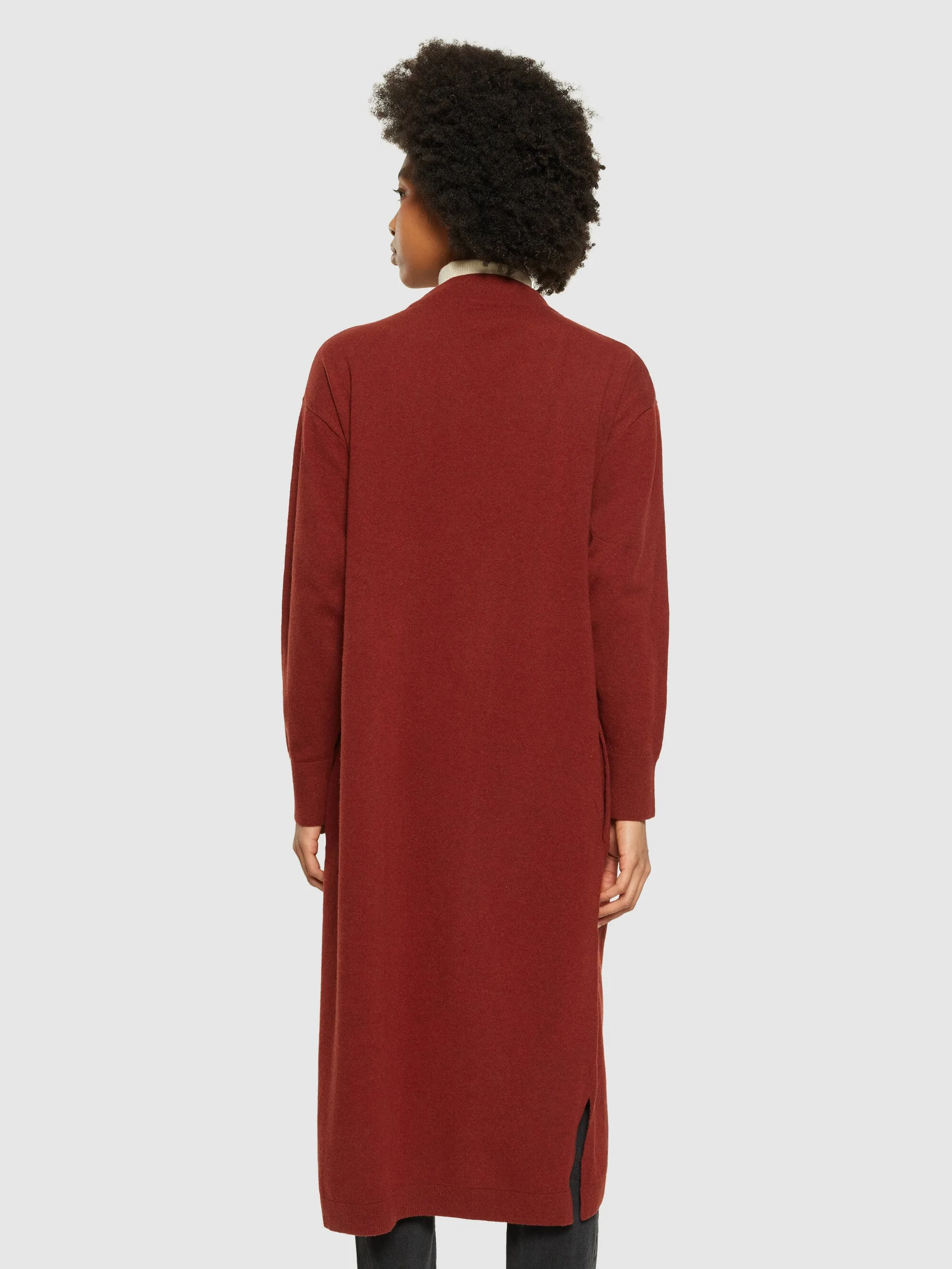 Lambswool long cardigan - RWS - Fired Brick