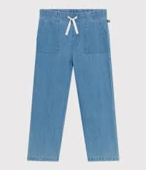 Light Denim Straight-Leg Pants