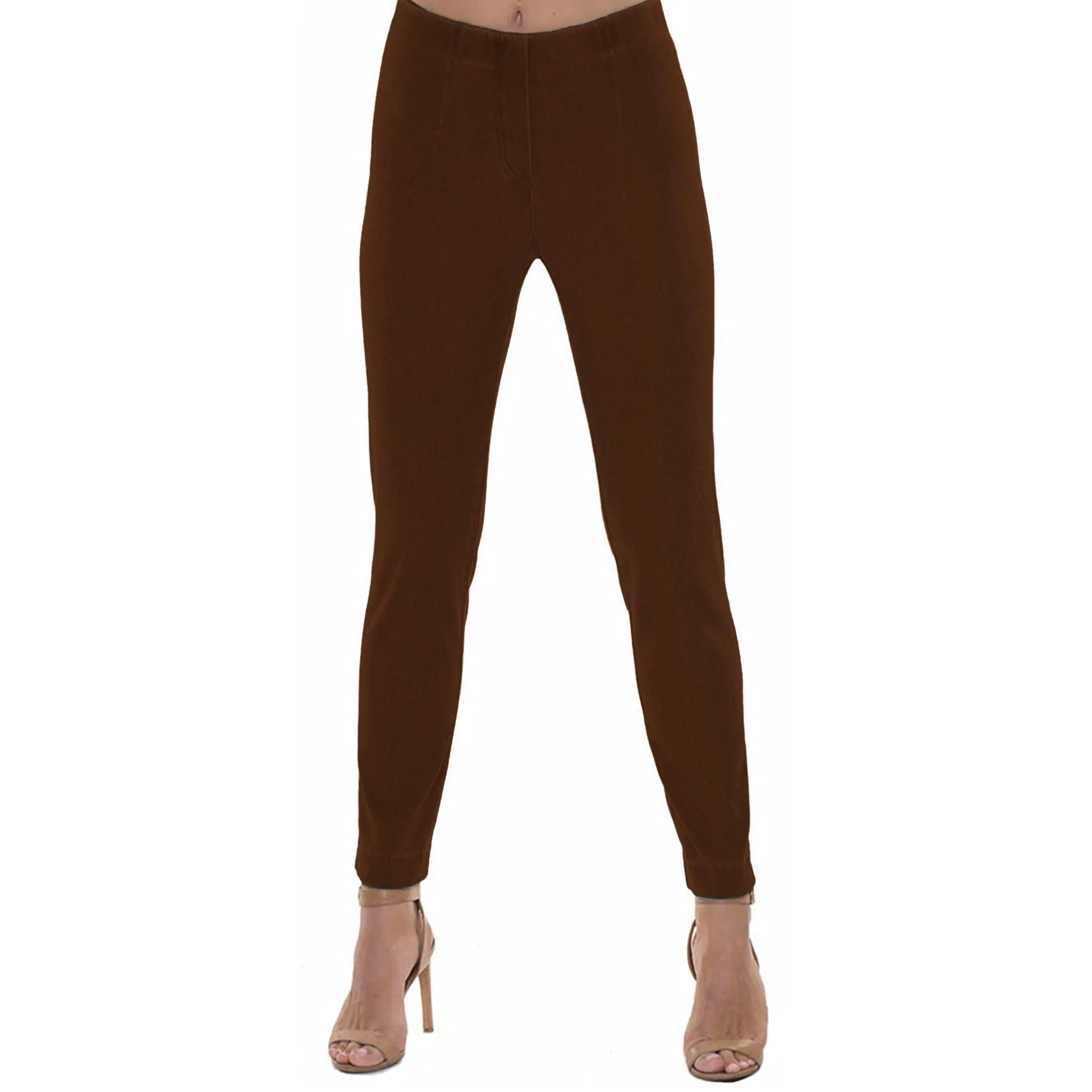 Lior "Sasha" Pull-On Straight Leg Pant in Chocolate Denim - SASHA-CHOC