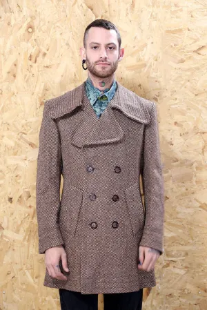 Long Check Tweed Coat