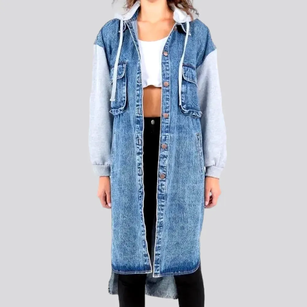 Long women's denim jacket